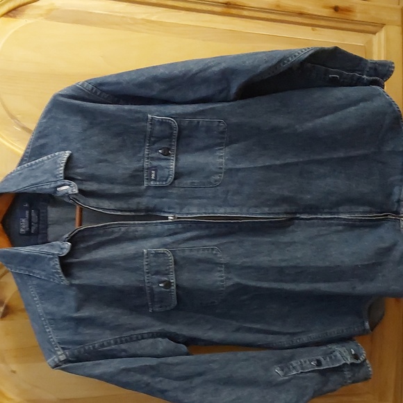 POLO RALPH LAUREN ZIPPER DENIM SHIRT/ JACKET LOOK SIZE L...DENIM BLUE - Picture 1 of 7
